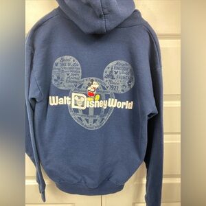 Disney Parks Walt Disney World Hoodie Blue Sweatshirt Park Small Women Hanes